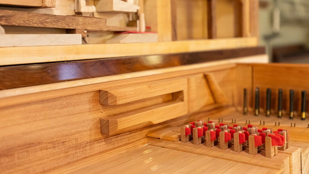 Modellino della meccanica di clavicembalo e pianoforte